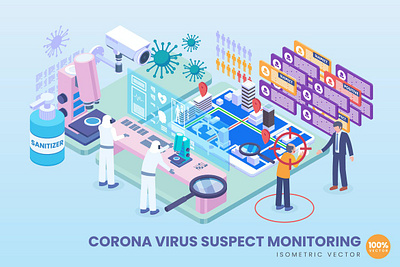 Corona Virus Suspect Monitoring Vector 3d 3d illustration business concept corona coronavirus design illustration landing landing page page process technology ui ui kit user interface ux web design website