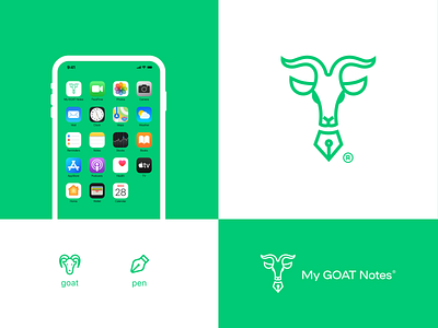 My GOAT notes🐐 adobe illustrator app app icon goat logo icon logo logo design logo icon notes ui vector