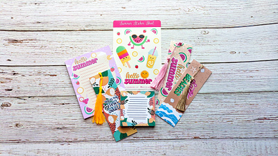 Summer Collection beach bookmark graphic designer hand lettering hand lettering artist handmade handmade bookmark handmade notepad handmade sticker sheet illustration illustrator lettering notepad stationery sticker sheet stickers summer summer collection sunshine typography