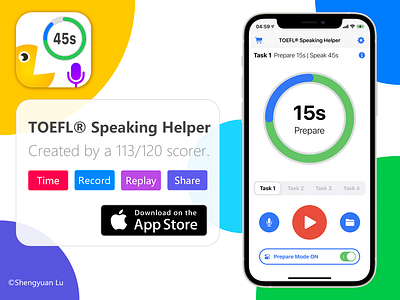 TOEFL Speaking Helper Promo app branding design icon