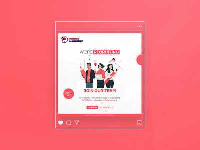 Social Media Design - Recruitment Poster banner design branding design facebook post flat illustration poster graphic design internship poster poster design recruitment social media design social media post vector poster