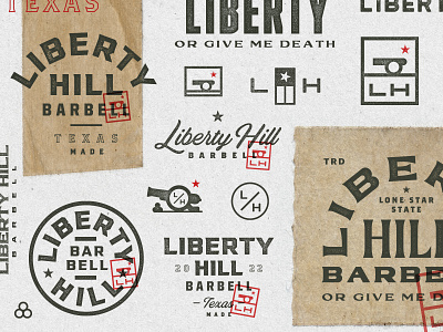 Liberty Hill Barbell austin badge branding cannon flag lettering logo mark star texas typography
