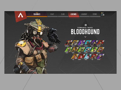 Apex Legends select screen redesign! apex legends design game game design game ui game user experience uiux video game