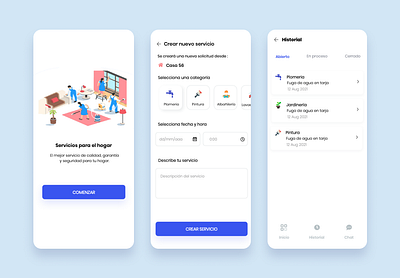 Servicios para el hogar app design minimal mobile responsive ui