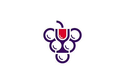 Grape Wine Logo bar brand branding cafe combine design exclusive fruit grape illustration industry logo restaurant unique vector wine