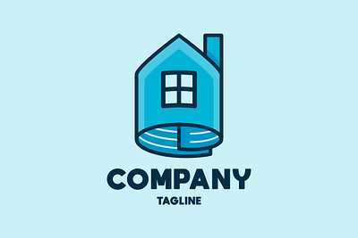 Paper House Logo architect blue branding business company construction design estate exclusive home house housing illustration logo paper print real roll vector villa