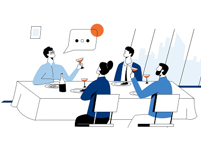 Dinner meeting character design flat illustration minimal vector