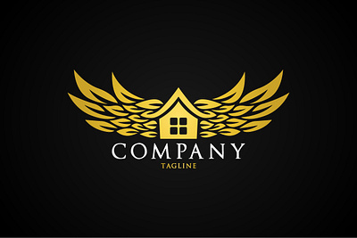 Royal Wing House Logo branding design eagle exclusive fly gold golden hawk home house illustration logo luxury premium royal vector wing