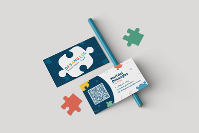 Desangles Behavioral Therapies Business Card autism behavioral branding business card child children design game jigsaw kids logo miami puzzle therapies vector