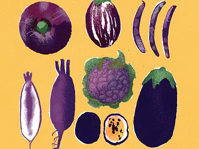 Purple Vegetables for 21 Days of Healthy Eating colorful digital art food illustration illustration purple vegetables illustration vegetable illustration