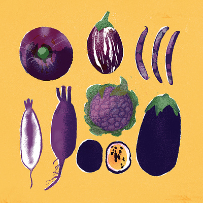 Purple Vegetables for 21 Days of Healthy Eating colorful digital art food illustration illustration purple vegetables illustration vegetable illustration