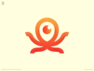 Octopus Logo 3whales animal app design illustration location logo logodesign map octopus pin sea