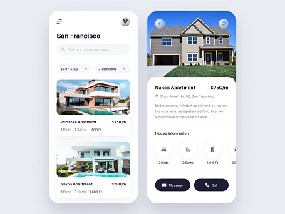 Real Estate Mobile App home home rent house house rent mobile product design rent ux