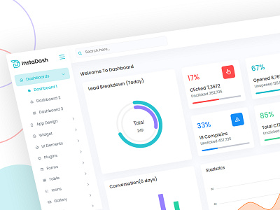 Instadash - VueJS, HTML & SCSS Reporting Admin Dashboard branding design iqonic design template ui uidesign uiux website design