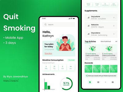 Quit Smoking Application Design concept cover creative design figma minimalistic ui