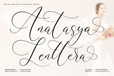 Anatasya Lenttera - Beautiful Script Font 3d animation app branding design graphic design icon illustration logo motion graphics typography ui ux vector