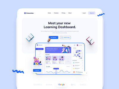 Learning Dashboard landing page 📖 book course dashboard e learning education learning online product design students web design website