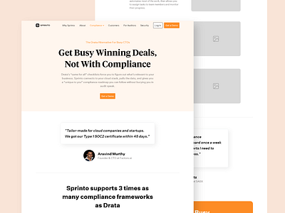 Sprinto vs Drata Landing Page design graphic design graphics ui