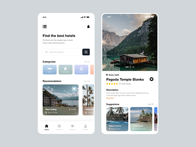 Hotel Booking App app design booking app design hotel booking app ios minimal ui mobile mobile ui design room booking app travel app travel service app ui ui ux design ux design