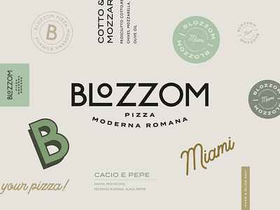 Branding for Blozzom Pizza 🍕 branding delicious fb food italian logo design logotype miami monogram packaging design pizza restaurant