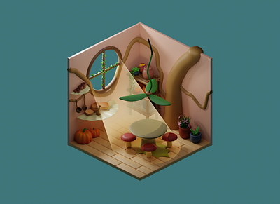 Tinkerbell Isometric Room 3d art 3d modeling blender blender3d