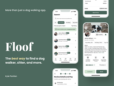 Floof—more than just a dog walking app app app design booking branding case study clean design design thinking dog walking app ios mobile app pet care app product design ui ui design user experience user interface ux ux design visual design