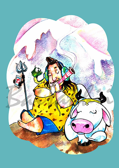 Shiva Shambhu cartoon character comic design illustration logo