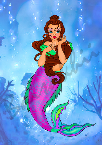 Mermaid cartoon character comic design illustration