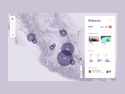 mexico clean dashboard graph map mexico minimal purple route simple travel trip ui voit white xandovoit