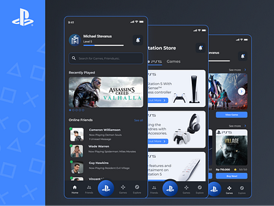 Playstation App Design app design gaming graphic design play playstation ps ps5 ui uiux