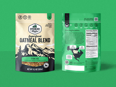 Stoked Oats Packaging adventure branding canada illustration mountain nature oatmeal oats packaging