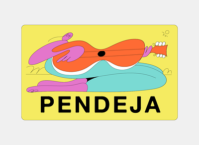 pendeja color guitar hot illustration label music sticker summer