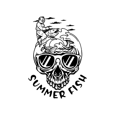 summer fish design fish illustration logo summer tattoo vector