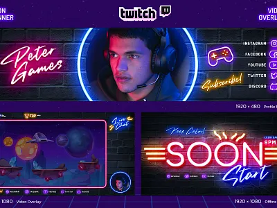Neon Gaming Twitch 3d 3d text 80s animation branding design designposter gamer kit glitch graphic design illustration light logo logo text motion graphics neon neon gaming twutch ui