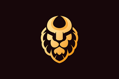 Golden Head Lion Logo branding design flat illustration illustrator logo typography ui ux vector