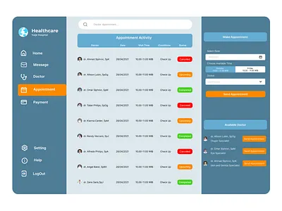 Dashboard Appointment Healthcare appointment dashboard healthcare uidesign web design website website design
