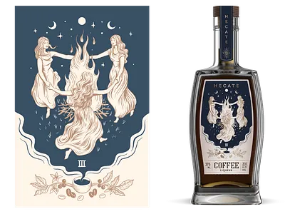Hecate Coffee Liqueur beverage packaging branding coffee design drawing graphic design illustration liquour packaging vector