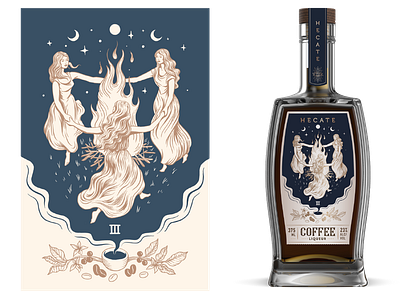 Hecate Coffee Liqueur beverage packaging branding coffee design drawing graphic design illustration liquour packaging vector