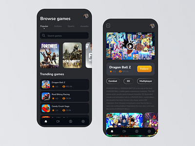 Mobile Game Listing App design gaming mobile portfolio ui uidesign uimobile ux uxdesign web design