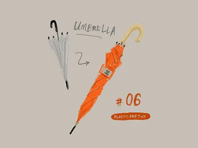 Plastic Free July 06 Umbrella daily illustration design everyday illustration noplastic plasticbottle plasticfreejuly umbrella