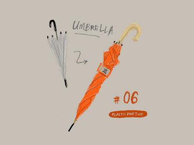 Plastic Free July 06 Umbrella daily illustration design everyday illustration noplastic plasticbottle plasticfreejuly umbrella