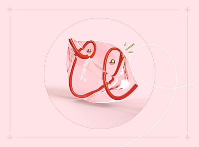 36 days of type - U ! design graphisme illustration letter lettre line otoy pink red render rendering type typo typography u water work