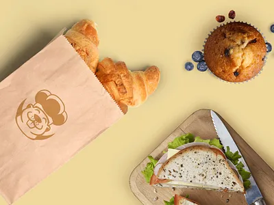 Beaverages logo on paperbag bakery branding cake character design illustration logo mascot packaging paperbag pastry patisserie shop