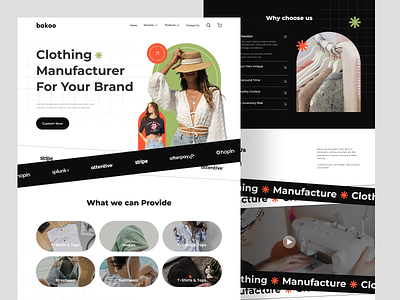 Bakoo - Clothing Manufacture Landing Page cloth clothes clothing clothing website ecommerce fashion fashion landing page fashion web homepage landing page manufacture shop store web web design website website design