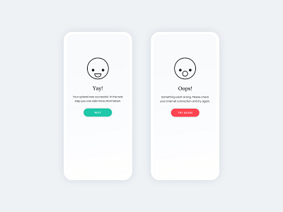 Flash message for a file upload app clean dailyui dailyui 011 design emotions error file upload flash message ios mobile smileys success ui ux