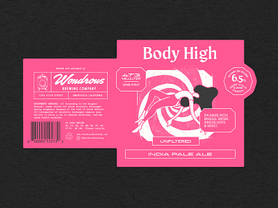 Body High beer branding beer label brand identity branding graphic design illustration label design logotype typography wondrous brewing co wordmark