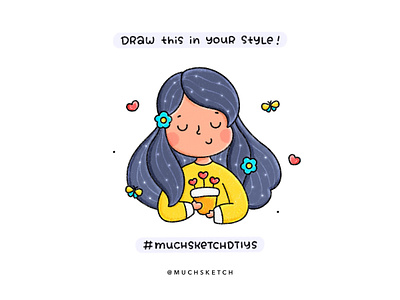 Flora DTIYS 🌺 calm character design cute girl draw this in your style flower girl flower pot flowers girl character girl illustration happy hearts illustration illustrator long hair plant plant lady procreate yellow