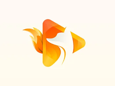 Play Fox Logo Design animal best logo branding button design fox fox logo gradient graphic design illustration logo mascot music nagi negative space orange play button ruhul amin rubel studio video