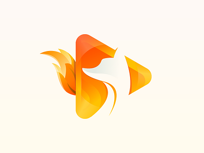 Play Fox Logo Design animal best logo branding button design fox fox logo gradient graphic design illustration logo mascot music nagi negative space orange play button ruhul amin rubel studio video