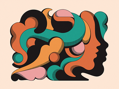 Euphoria 60s 70s abstract dream illustration psychedelic retro shapes vintage whimsical